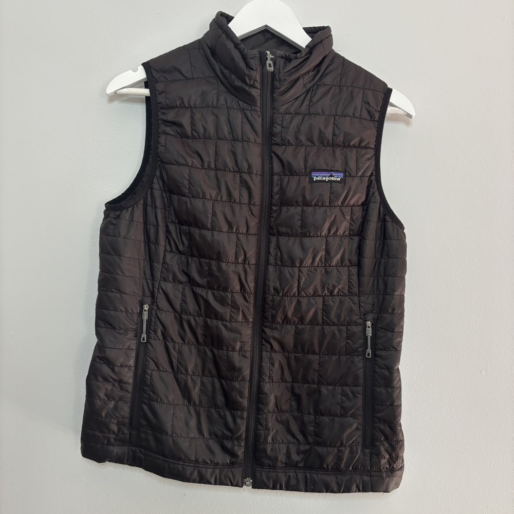 Patagonia Nano Puff Vest Black Womens M PrimaLoft Insulated Logo Gorpcore Hike